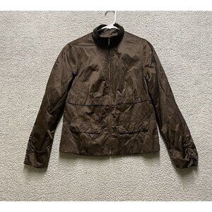 Chico's Jacket Size 0 Brown Lightweight Cotton Long Sleeve Button Up Womens